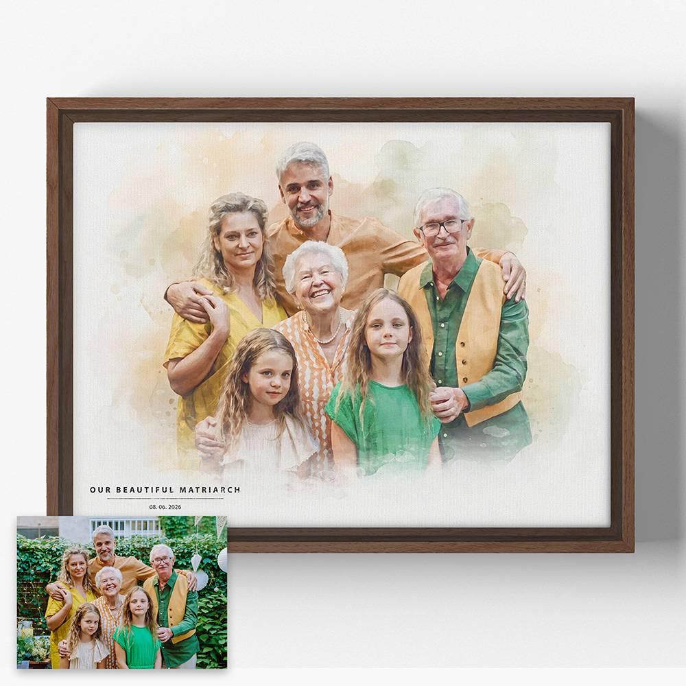 Faded Together - Horizontal Family Watercolor Canvas-2 product photo