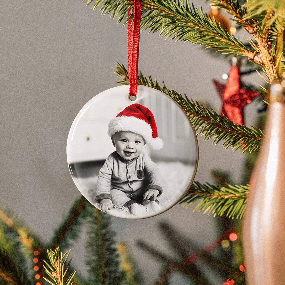 Merry in Monochrome – Custom Photo Ornament-2 product photo