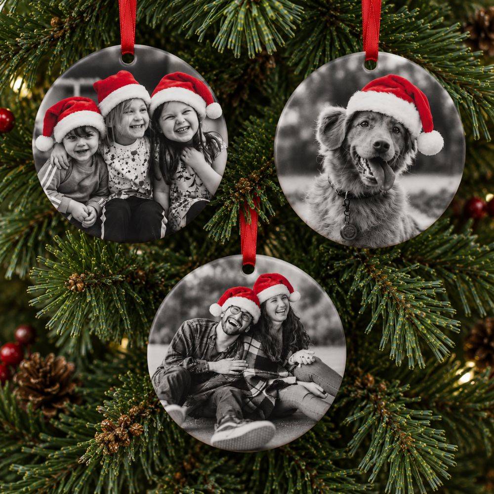 Merry in Monochrome – Custom Photo Ornament-9 product photo