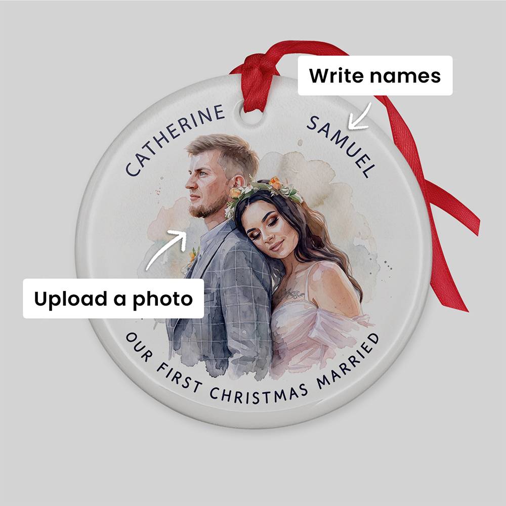 Merry & Married – Custom Ceramic Ornament-6 product photo