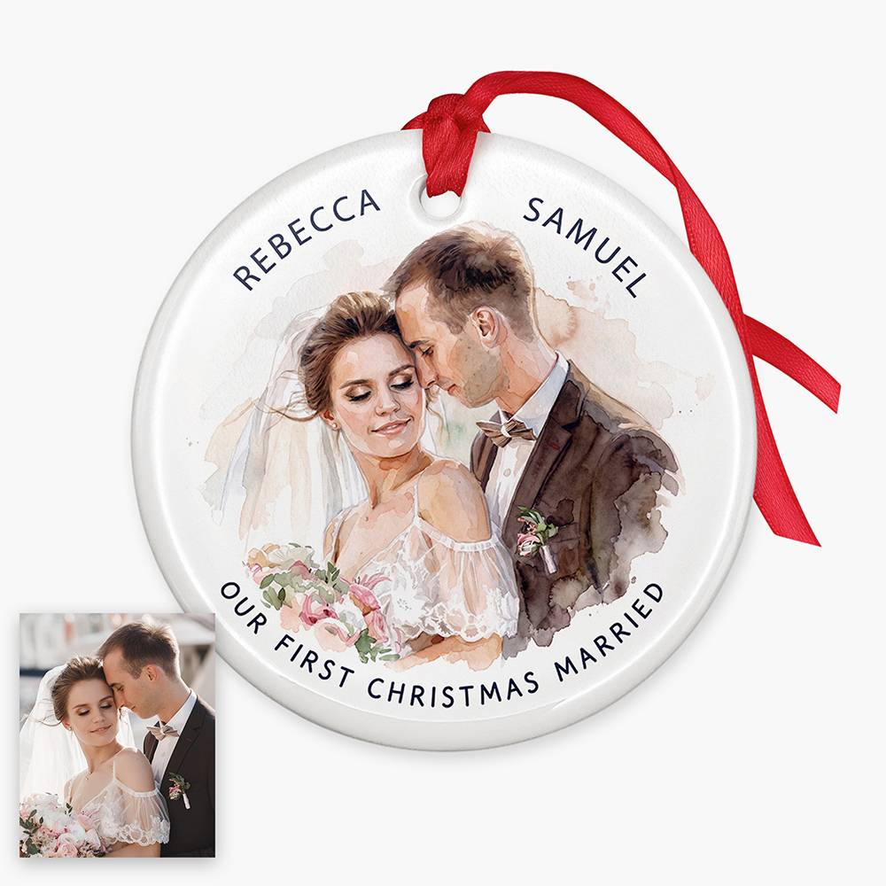 Merry & Married – Custom Ceramic Ornament-5 product photo