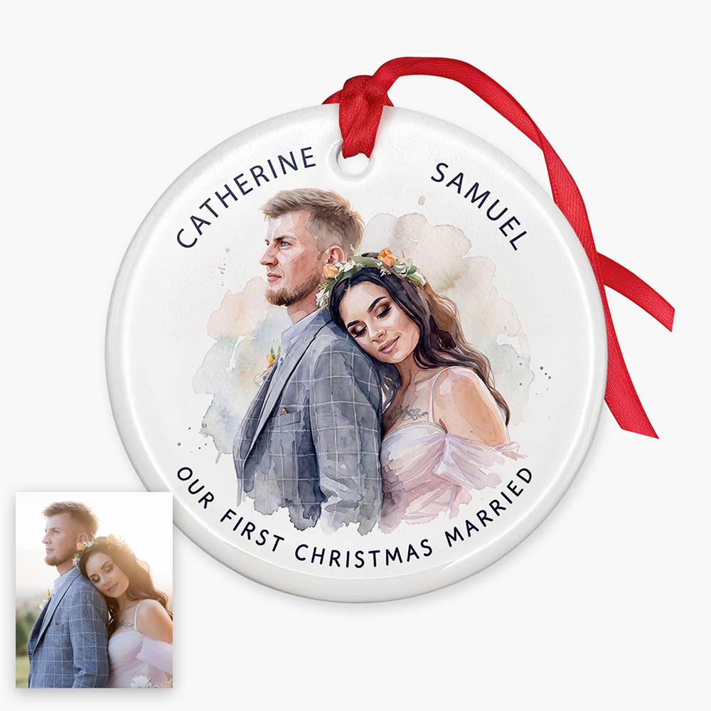 Merry & Married – Custom Ceramic Ornament-3 product photo