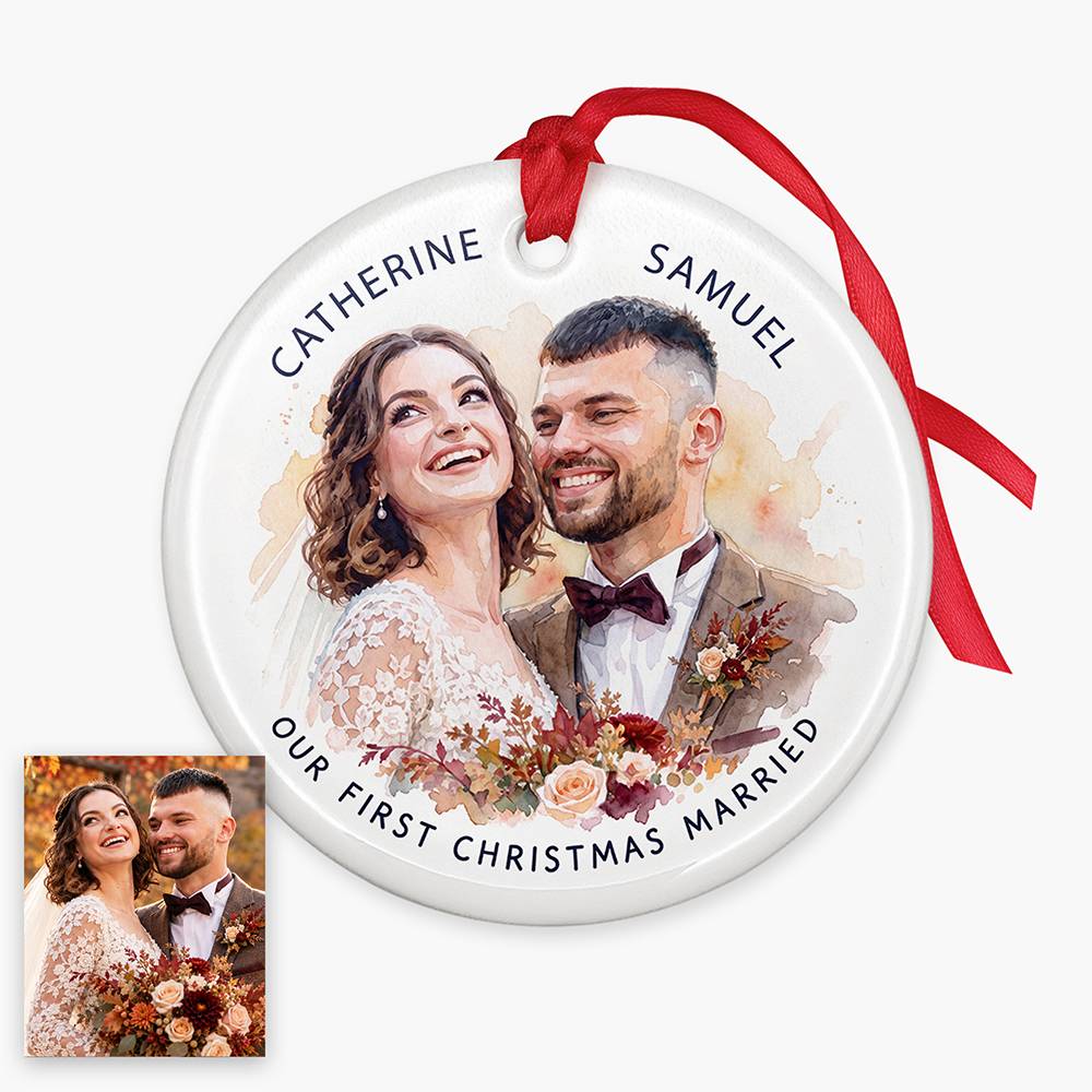 Merry & Married – Custom Ceramic Ornament-2 product photo