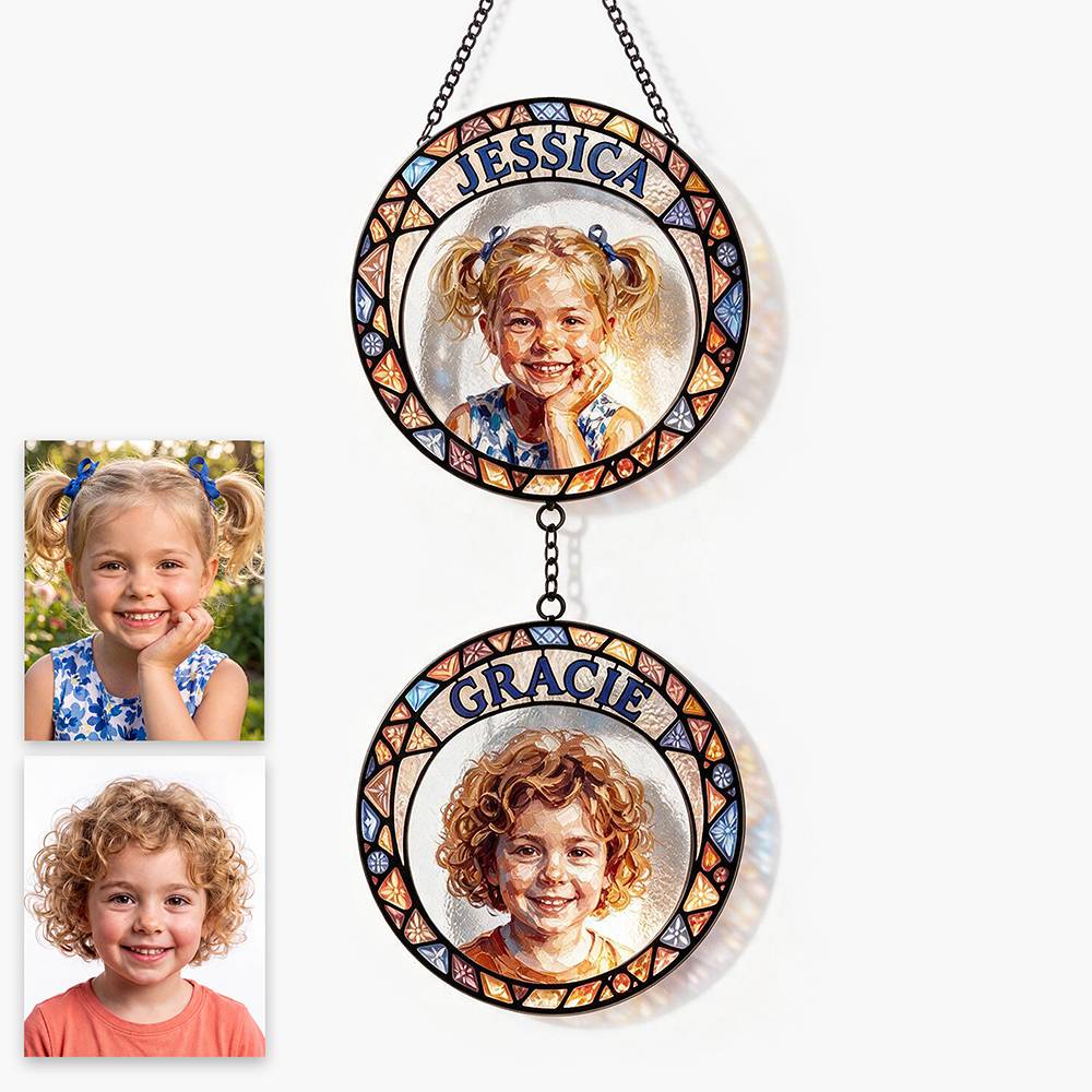 My Little Sunshines – Custom Multi-Portrait Suncatcher-6 product photo