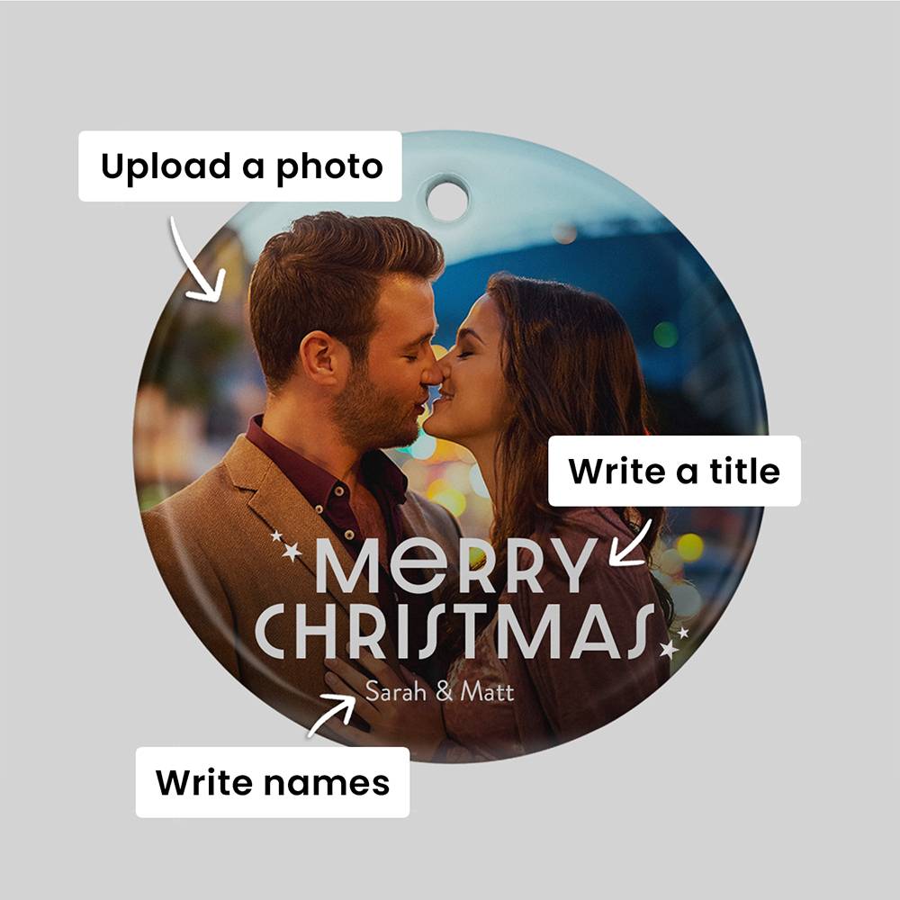 Custom Christmas Ornament with Picture and Text Set of Three-6 product photo