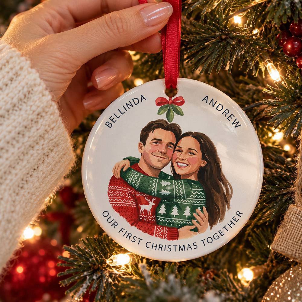 The Christmas Before “I Do” – Custom Ceramic Ornament-1 product photo