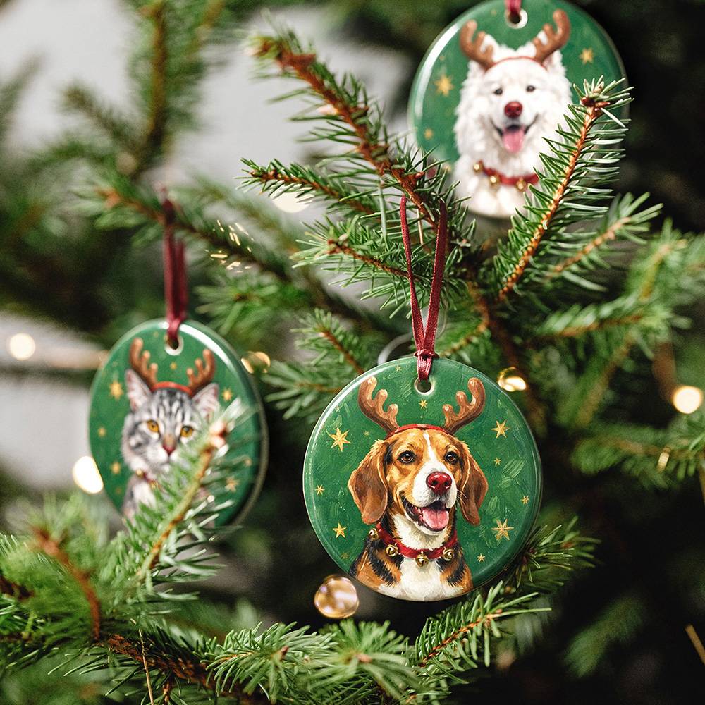 The Christmas Pawtrait – Custom Ceramic Ornament-1 product photo