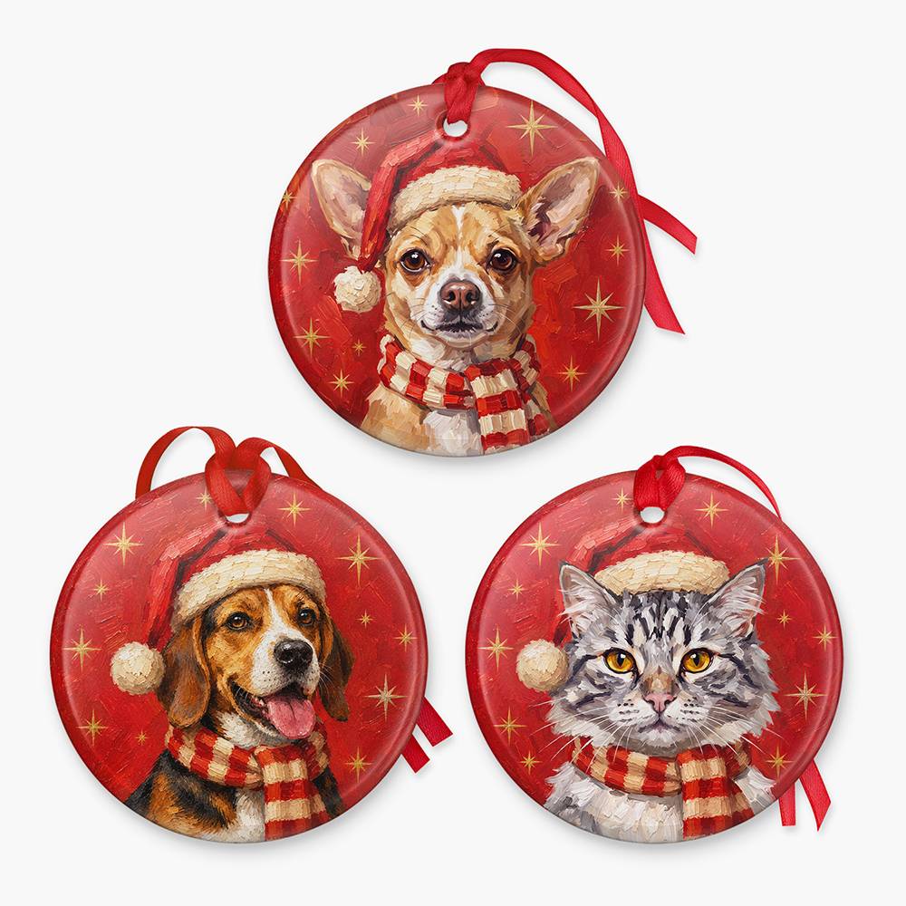 The Christmas Pawtrait – Custom Ceramic Ornament-5 product photo