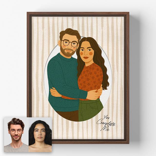 Artsy Couture Modern Couple Portrait Canvas