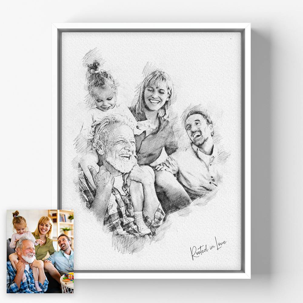 The Sketch Edit - Custom Family Portrait Canvas - Lime And Lou