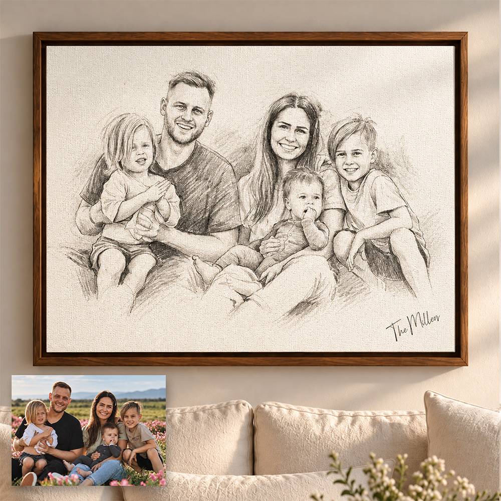 The Sketch Edit - Custom Horizontal Family Portrait Canvas-2 product photo
