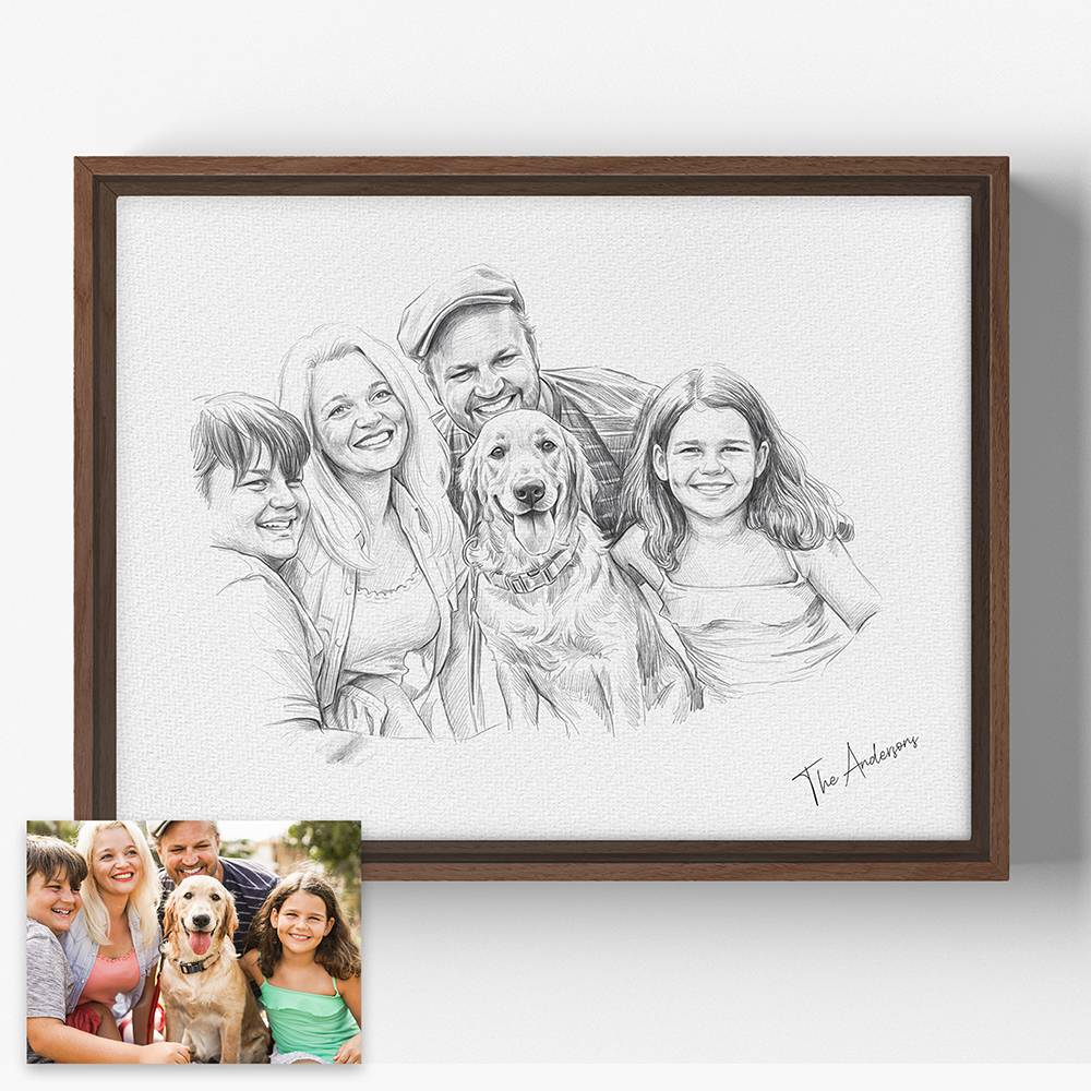 The Sketch Edit - Custom Horizontal Family Portrait Canvas-9 product photo
