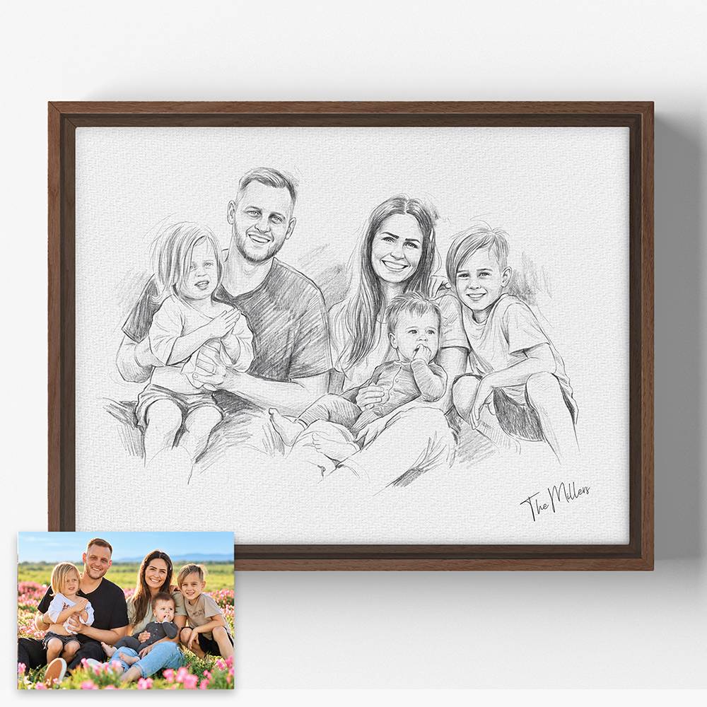 The Sketch Edit - Custom Horizontal Family Portrait Canvas-3 product photo