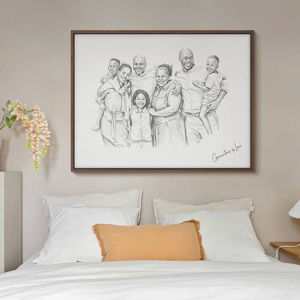 The Sketch Edit - Custom Horizontal Family Portrait Canvas-6 product photo