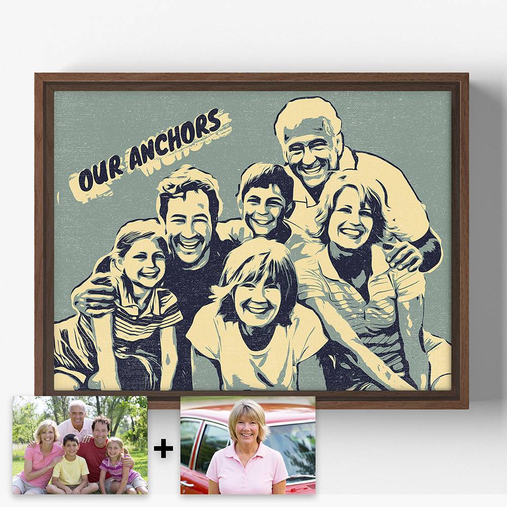 Together- Horizontal Pop Art Family Portrait - Lime And Lou