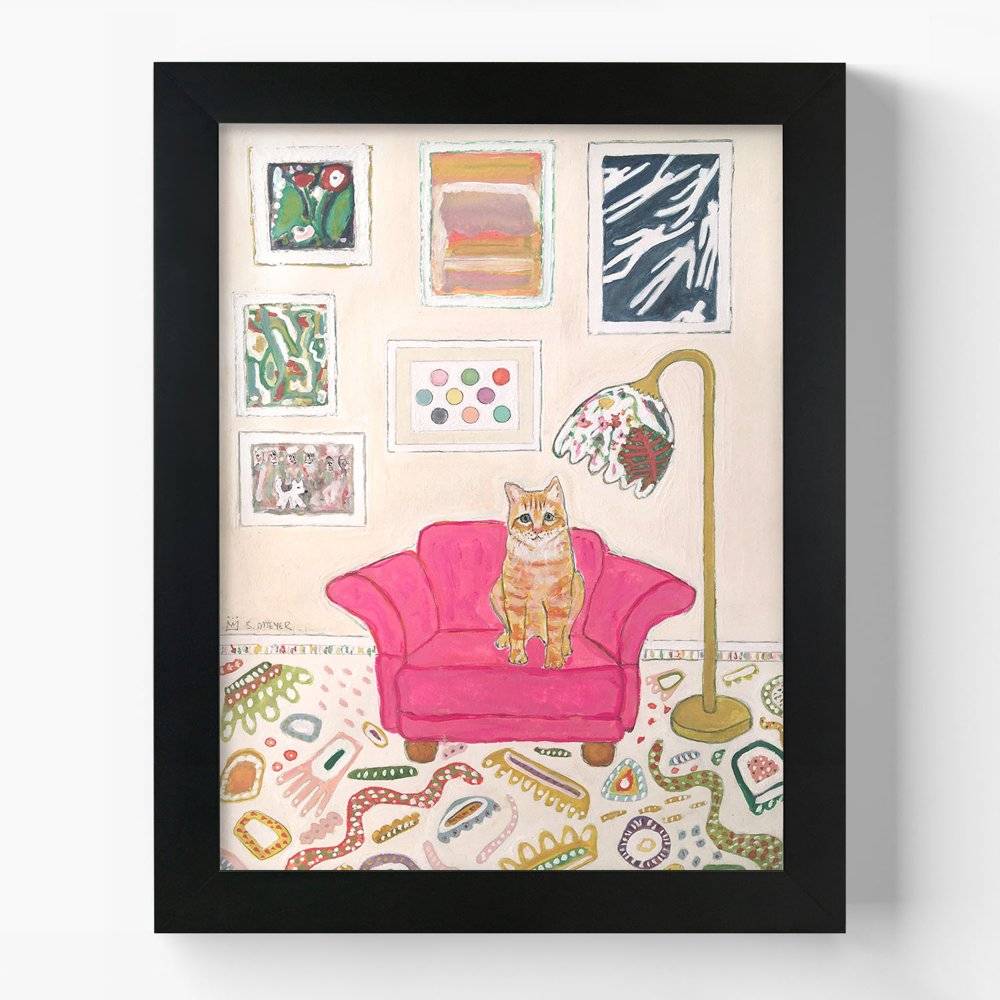 Cat on Pink Chair Wall Art Print Cat on Pink Chair Wall Art Print product photo
