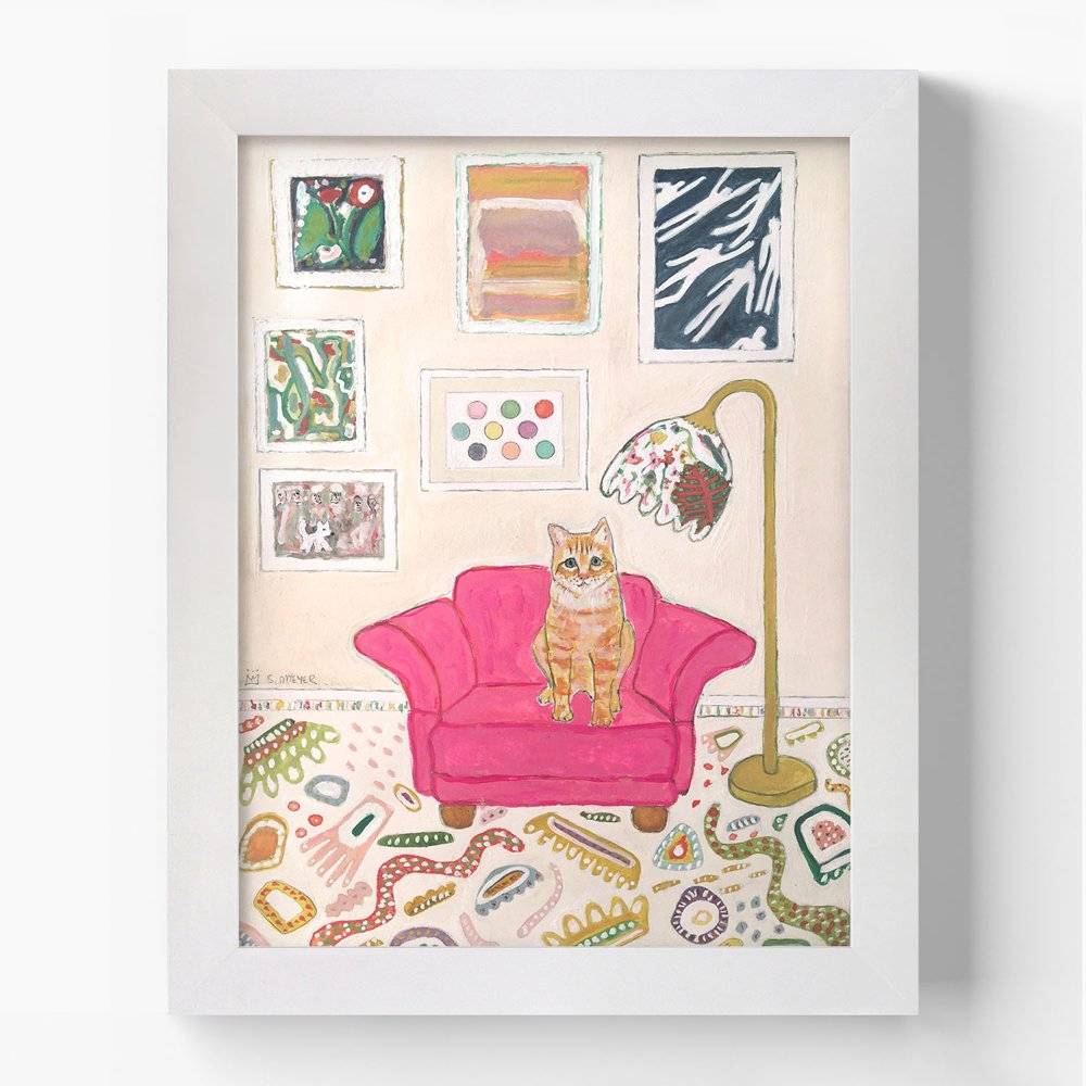 Cat on Pink Chair Wall Art Print Cat on Pink Chair Wall Art Print product photo