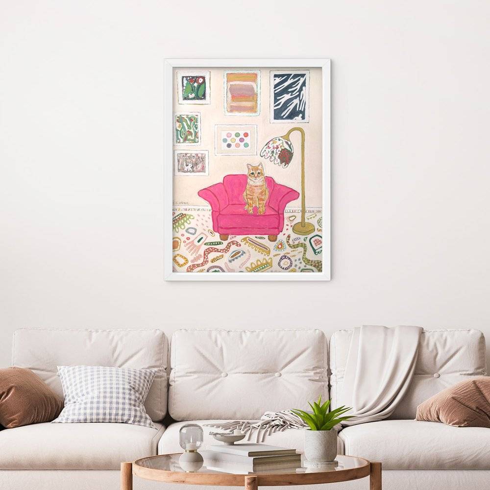 Cat on Pink Chair Wall Art Print Cat on Pink Chair Wall Art Print product photo