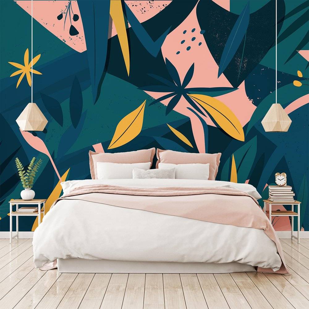 Bird and Branch Peel and Stick Wallpaper Mural in Pink  MUSE Wall Studio